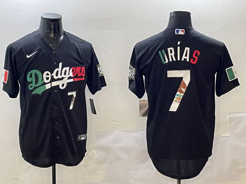 Men Los Angeles Dodgers #7 Urias Black Fashion 2025 Nike MLB Jersey style 7